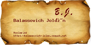 Balassovich Jolán névjegykártya